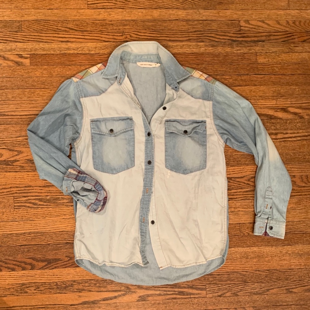 Isabel Marant Étoile denim shirt w plaid detail